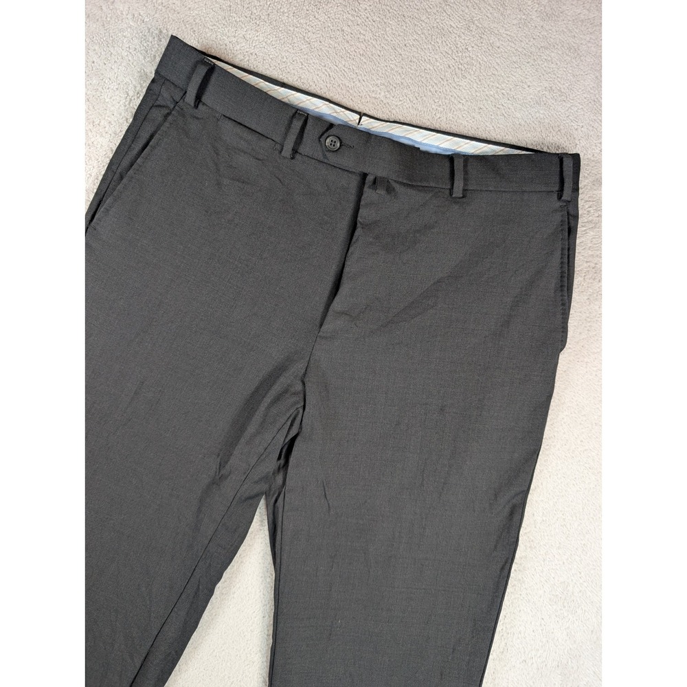 Peter Millar Mens 36 100% Wool Dress Pants Charcoal Grey Flat Front Trousers